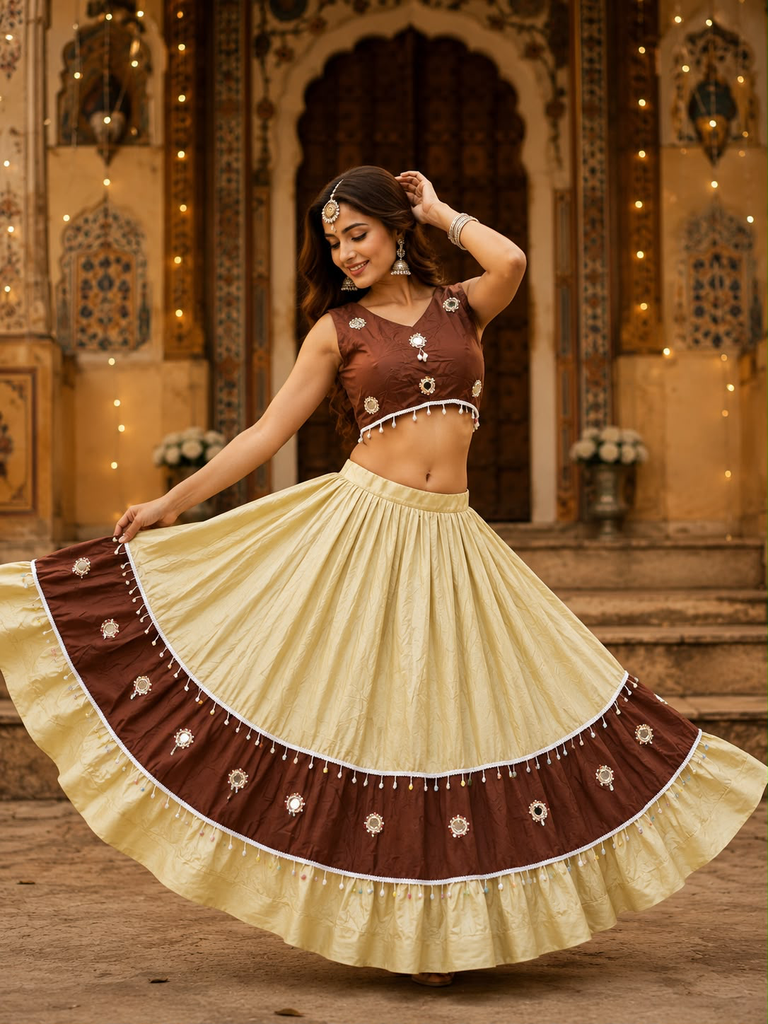 Real Mirror Lace Skirt with Designer Kodi Blouse