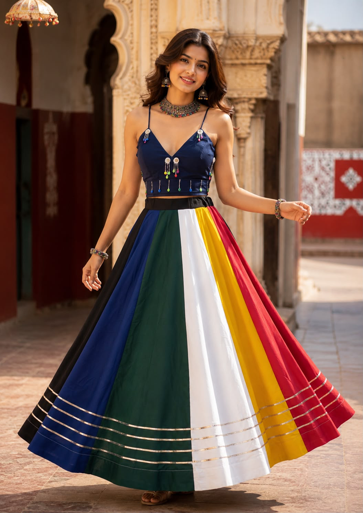 Multi colored aesthetic Navaratri  Chaniyacholi