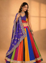 Multi Color Bandhni Chaniyacholi With Heavy Work Dupatta